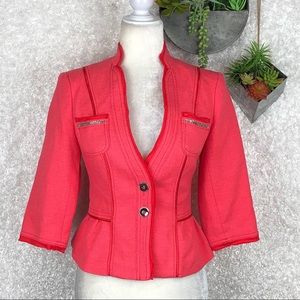 WHBM Coral Linen Blend Peplum Blazer | 2